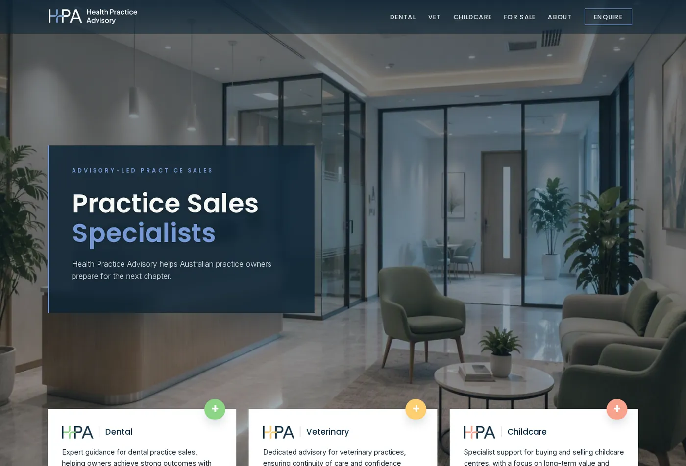 Health Practice Advisory website, designed by CLIK Digital