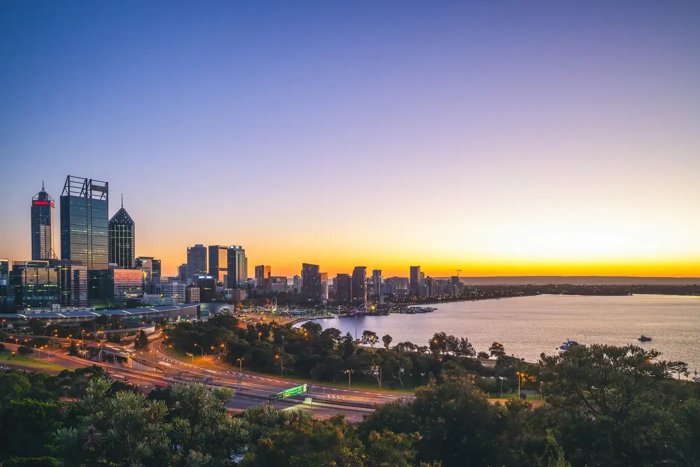 Perth skyline at dusk