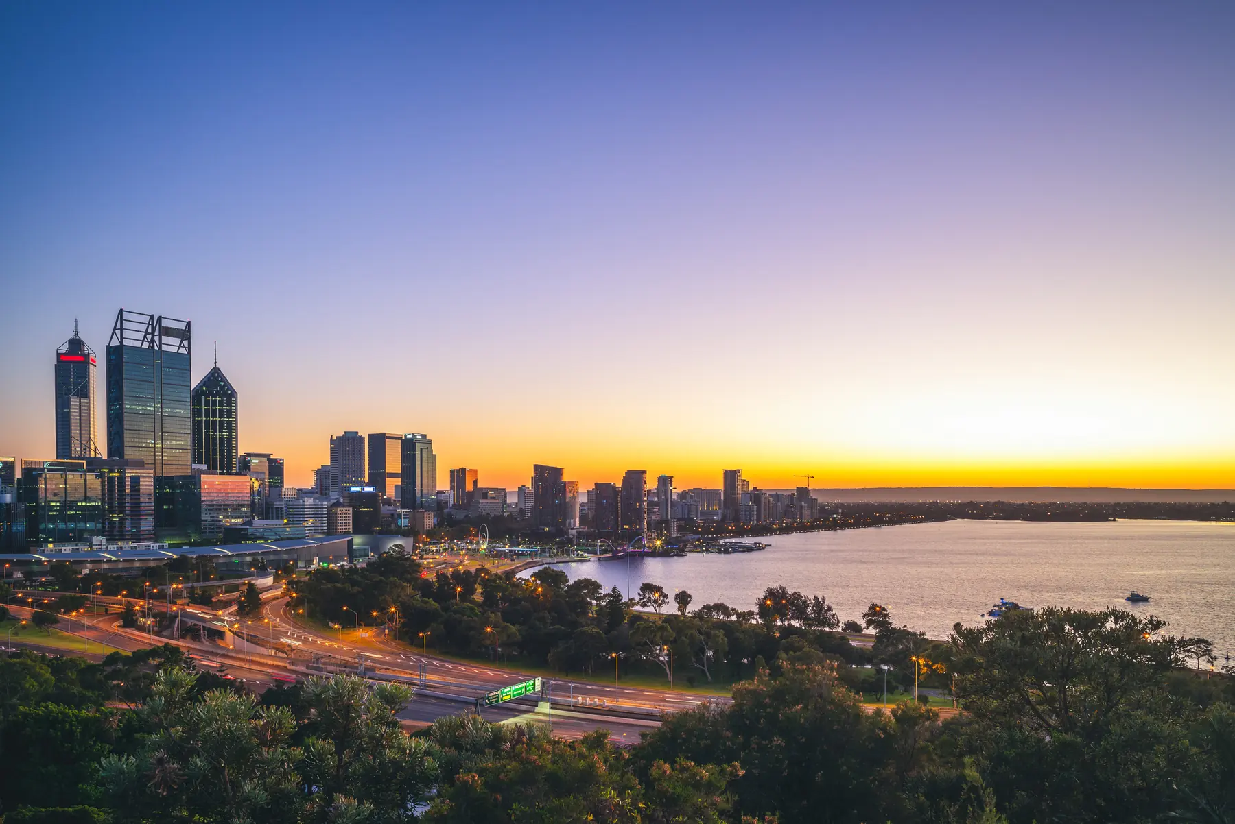 Perth skyline at dusk