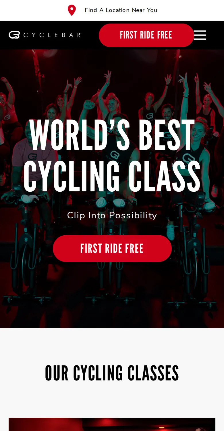 CycleBar Australia: mobile, hero