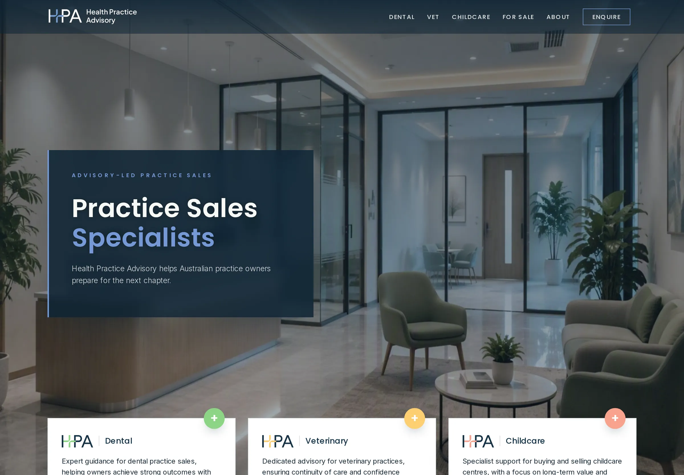 Health Practice Advisory: Health Practice Advisory homepage, website by CLIK Digital