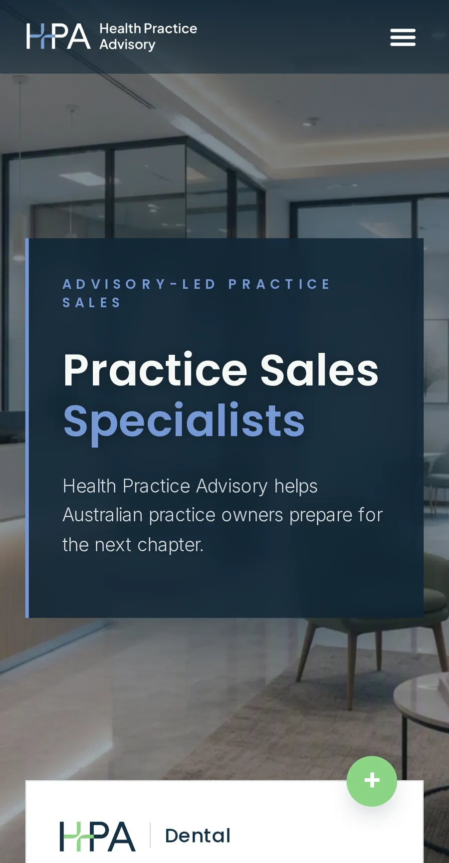 Health Practice Advisory: Mobile, hero, website by CLIK Digital
