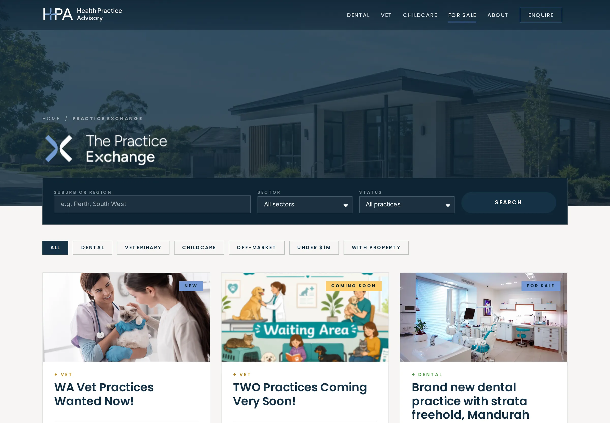 Health Practice Advisory: Practices for sale, website by CLIK Digital