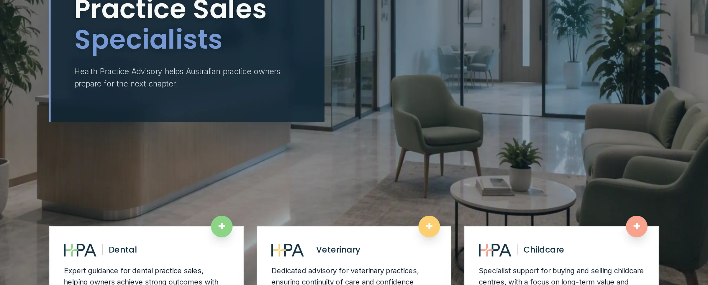Health Practice Advisory: Sector cards, website by CLIK Digital