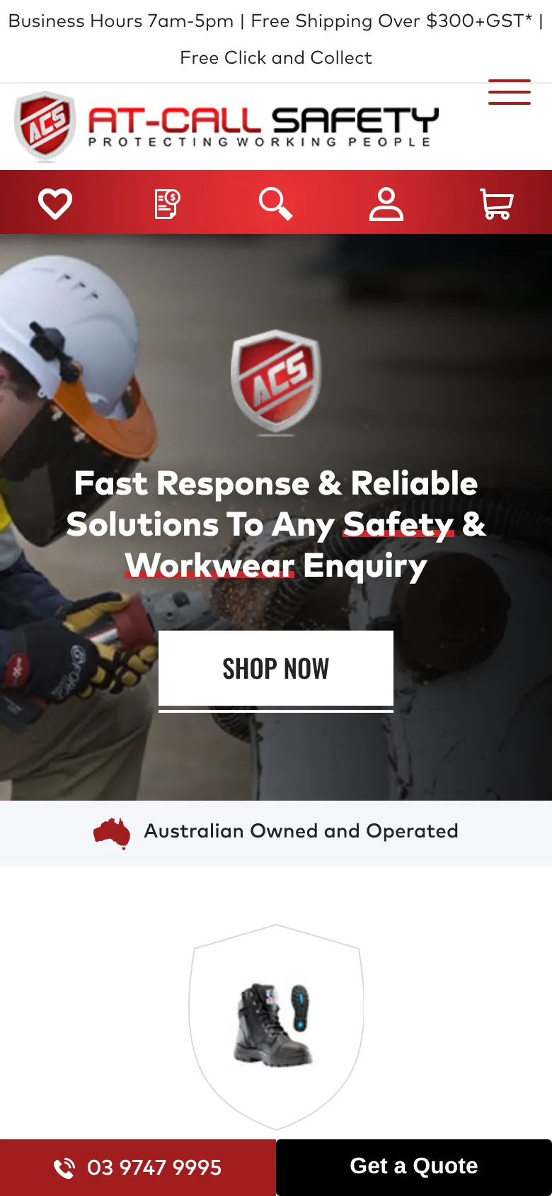 AT Call Safety website on mobile
