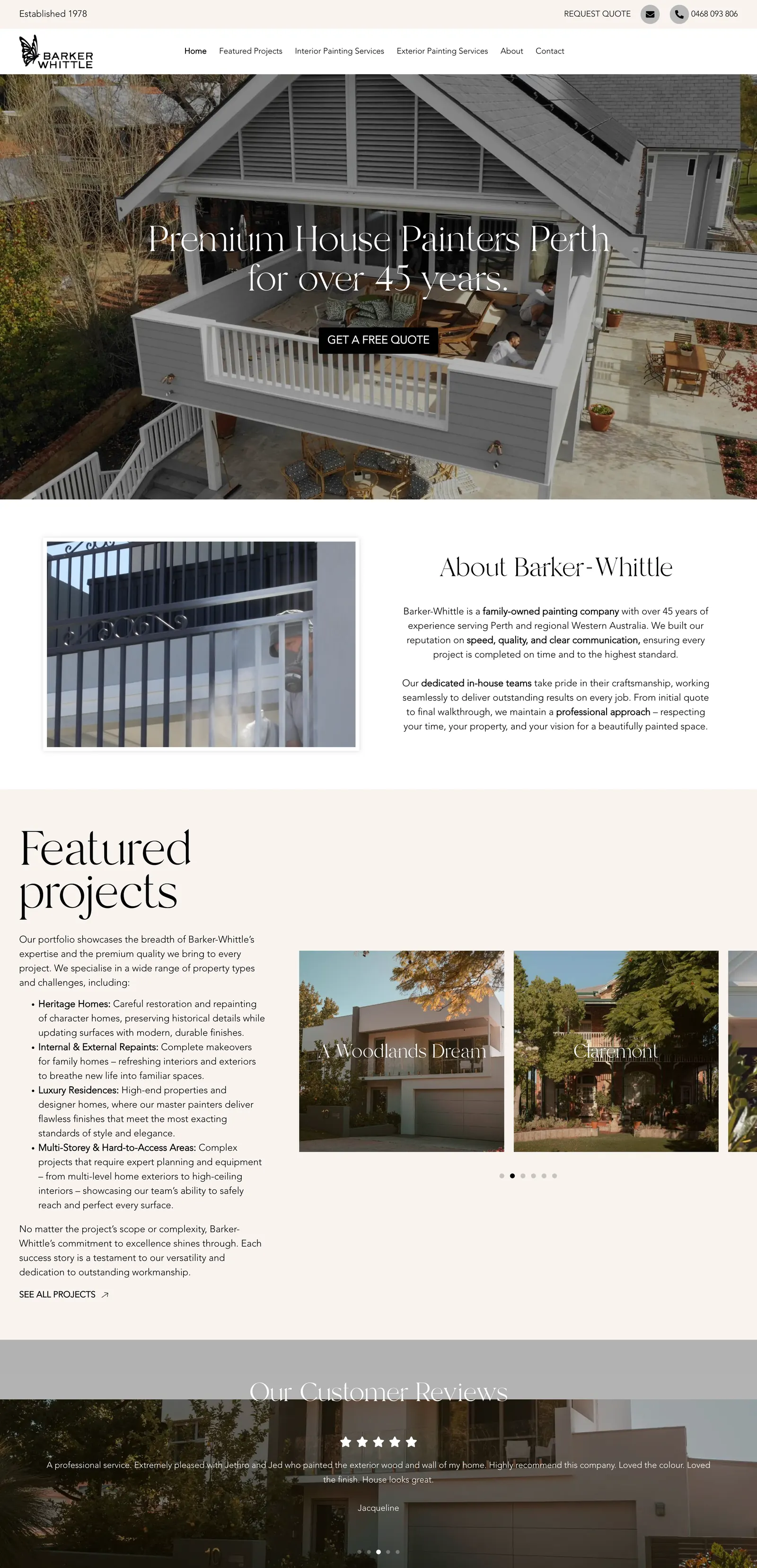 Barker Whittle: homepage, full page