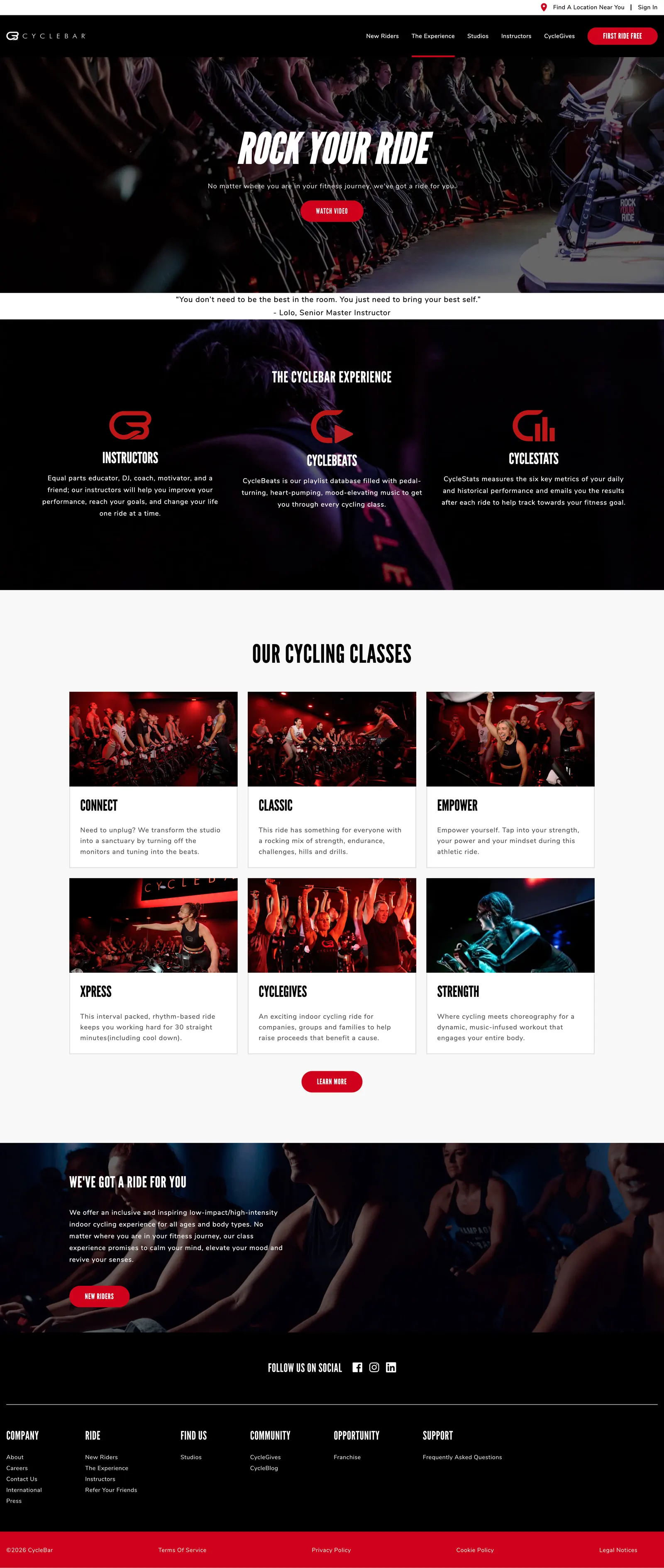 CycleBar: homepage, full page