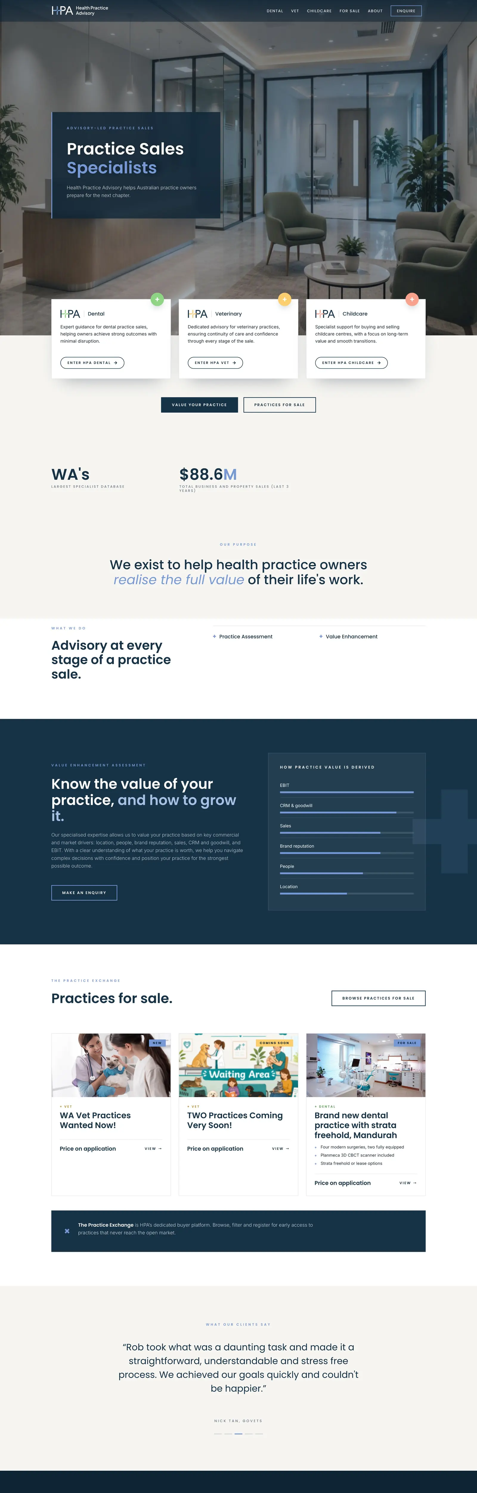Health Practice Advisory: Homepage, full page, website by CLIK Digital