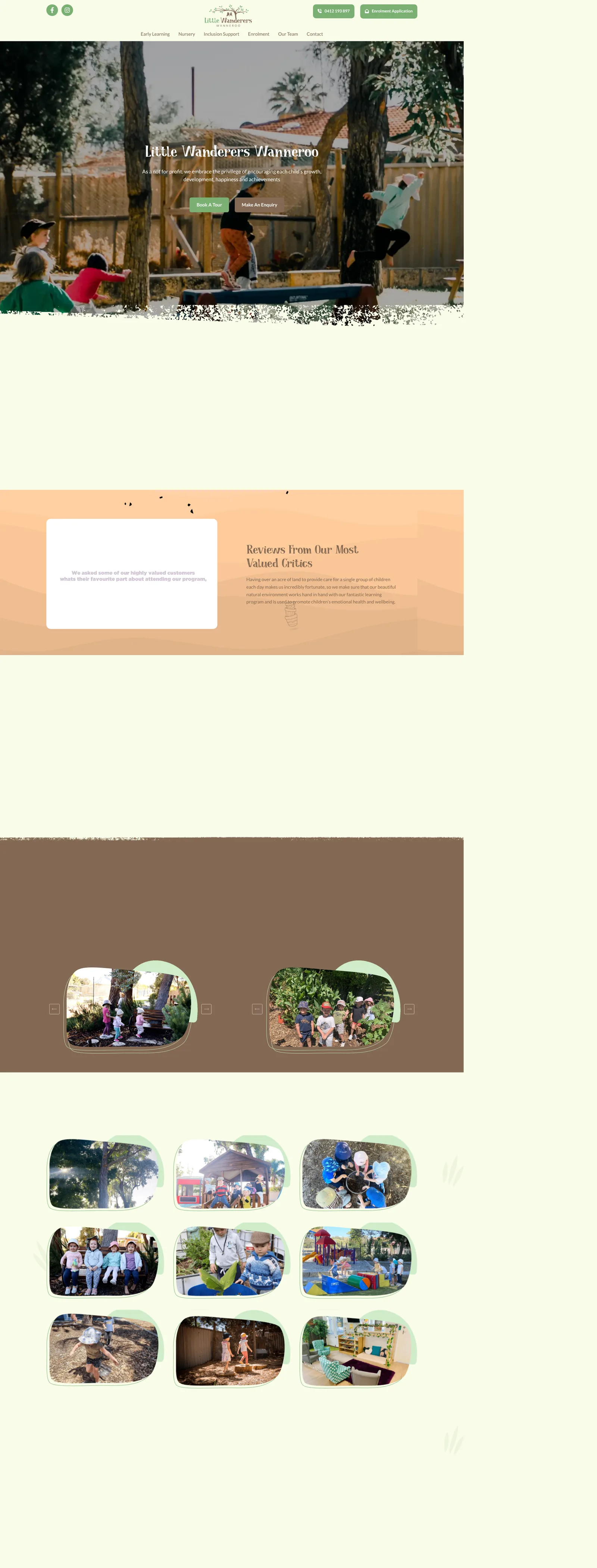 Little Wanderers Wanneroo website by CLIK Digital, full homepage