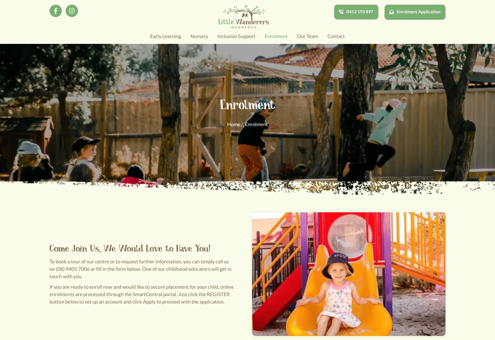 Little Wanderers enrolment page