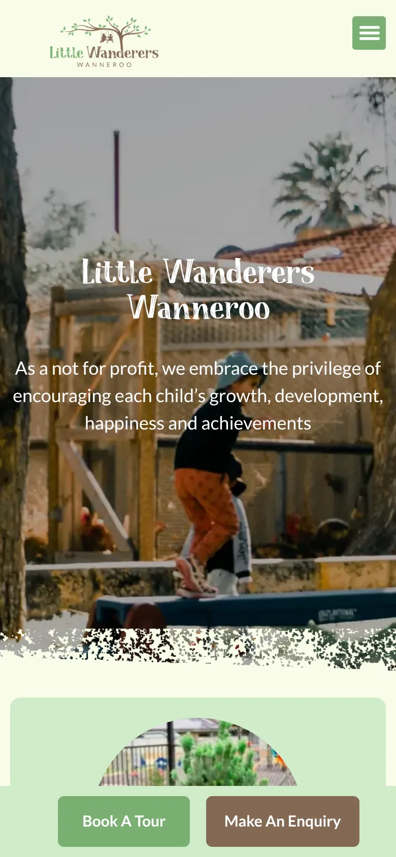Little Wanderers website on mobile