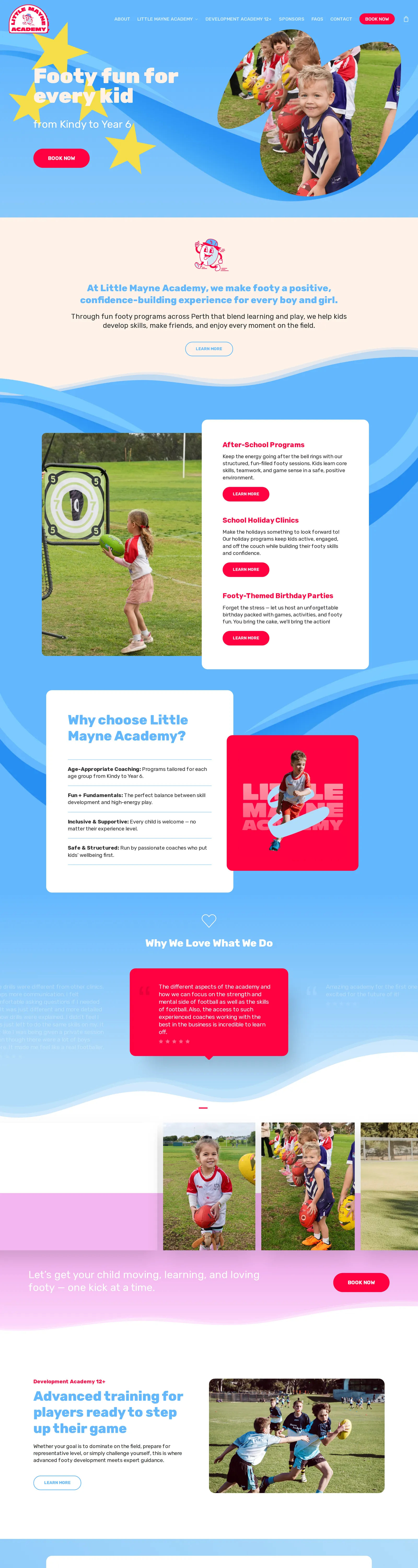 Mayne Academy: homepage, full page