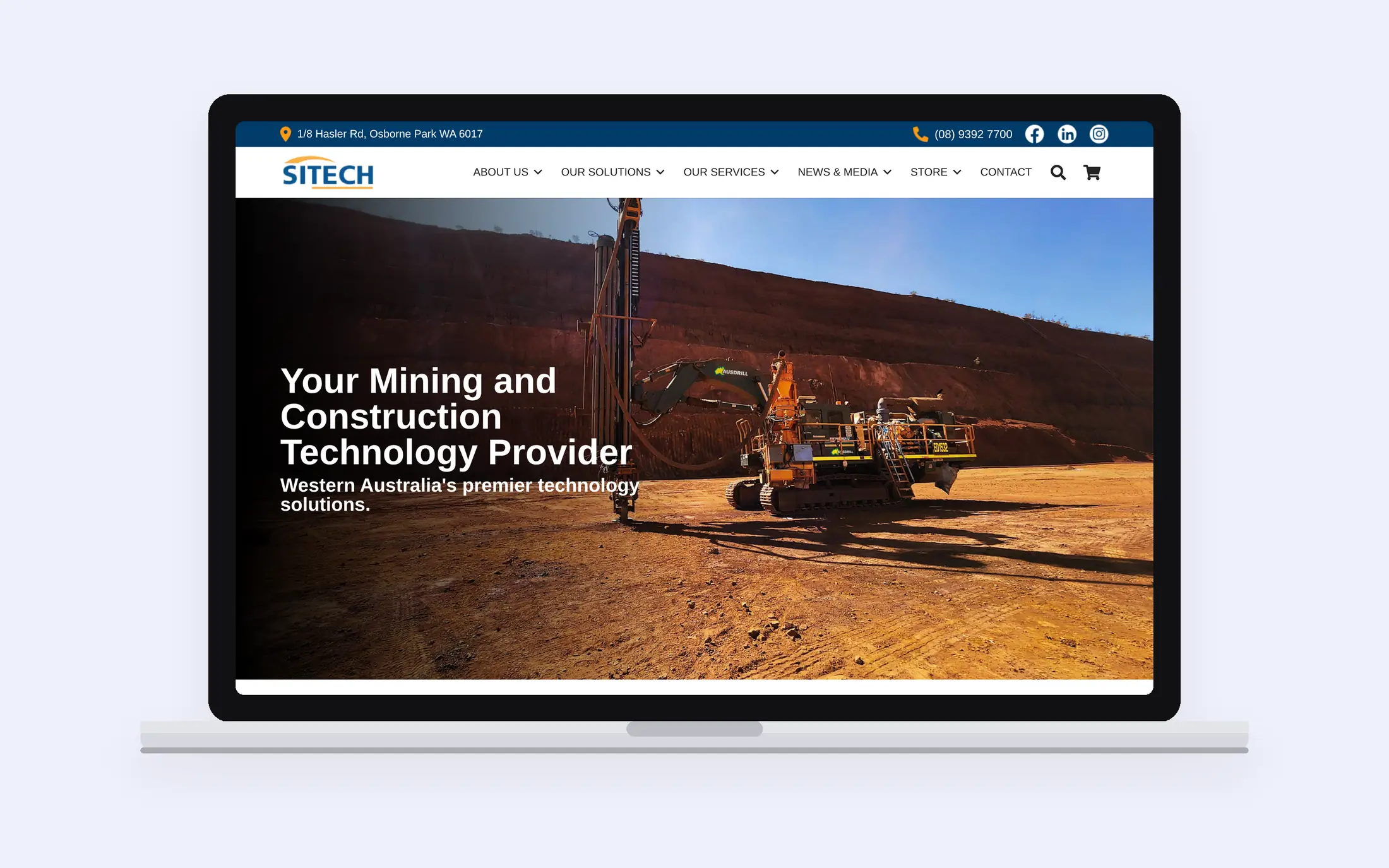 SITECH WA: website homepage on a laptop