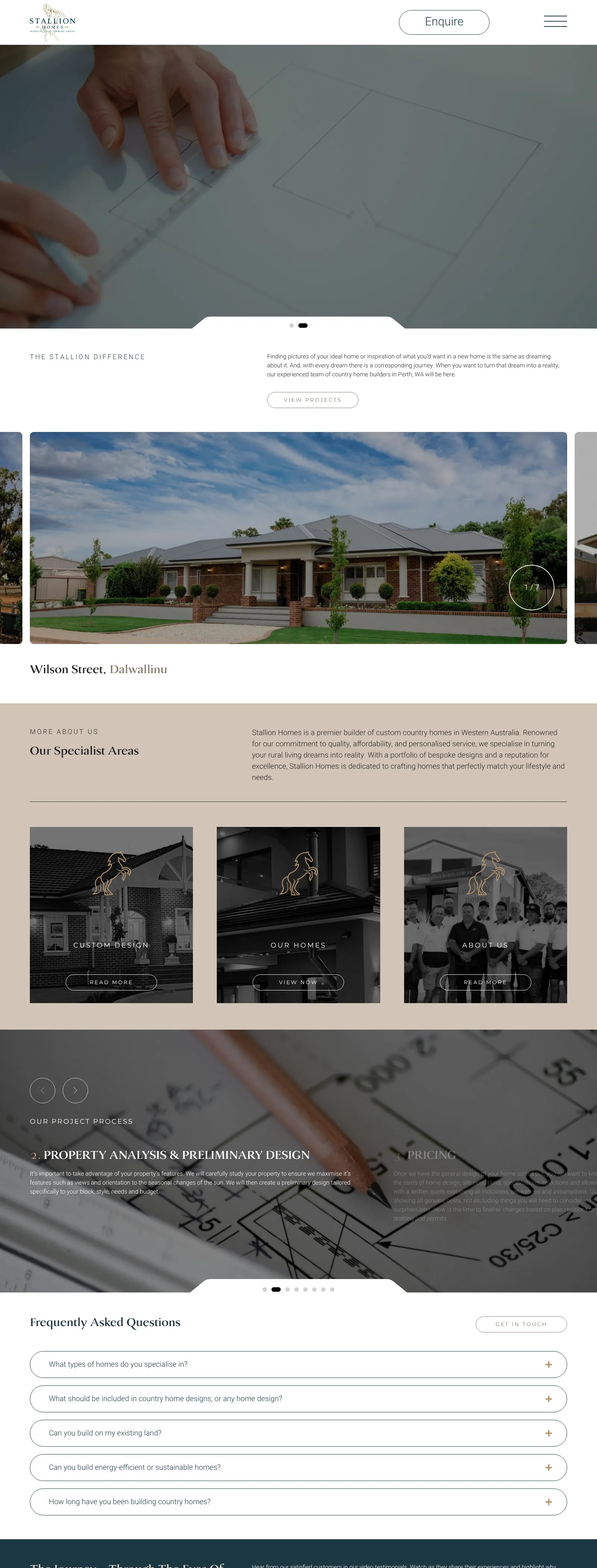 Stallion Homes website by CLIK Digital, full homepage
