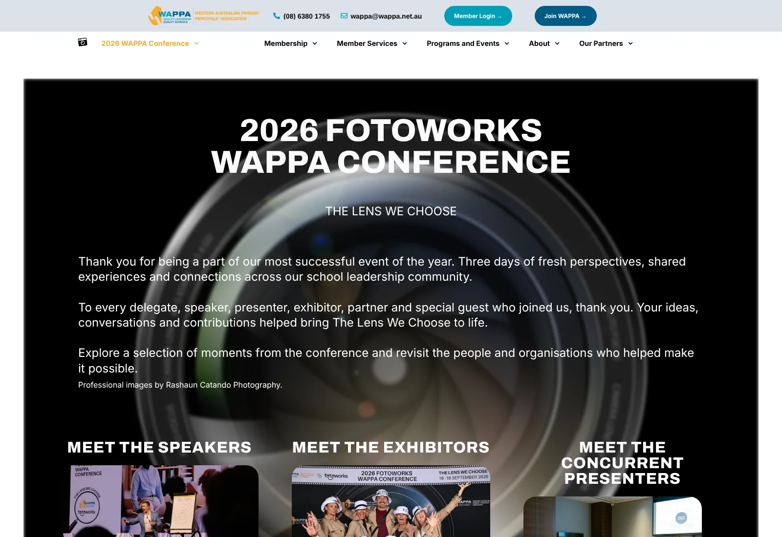 WAPPA 2026 conference pages on the new platform